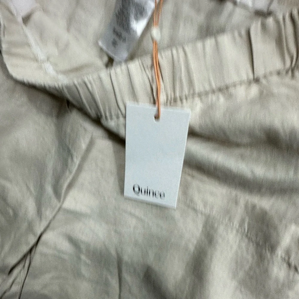 Quince 100% European Linen Tapered Ankle Pants In Sand Size Large NEW NWT
